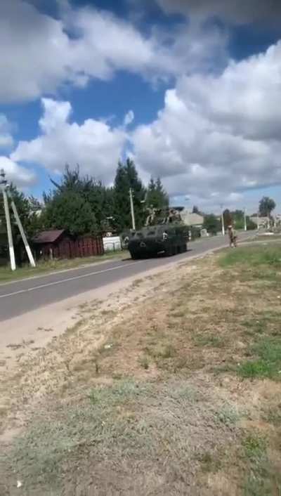 Captured Ukrainian BTR-4E in the Kursk region.