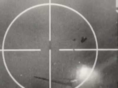 Soviet Lavochkin La-5 fighter in the sights of a Luftwaffe Focke-Wulf Fw 190 over the Eastern Front circa late 1944