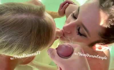 Sharing his cum together