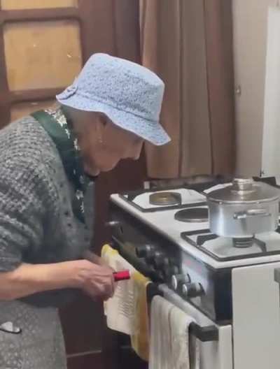 This Grandma checking to see if everything is switched off