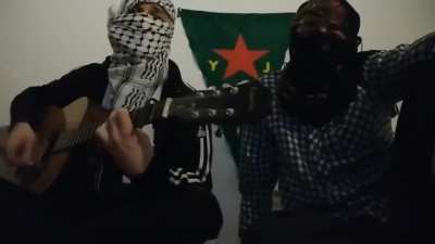 Antifascists from Ireland singing a different version of the music "Go On Home British Soldiers" in solidarity with Rojava, Kurdistan