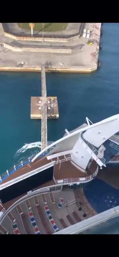 Royal Caribbean&rsquo;s Harmony of the Seas crashing into the dock in Falmouth, Jamaica this morning.