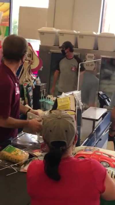 Idiot makes huge scene and assaults someone because they asked him to wear a mask