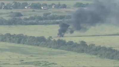 UA Pov: Burning Ka-52 helicopter in the Zaporizhzia region.