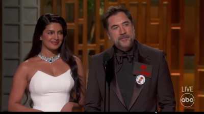 Javier Bardem at the 2026 Oscars: "No to war, and free Palestine."
