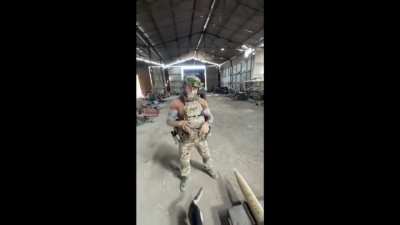 Pro-Ukrainian Chechen fighters from the Sheikh Mansour Battalion firing MLRS salvos on Russian positions