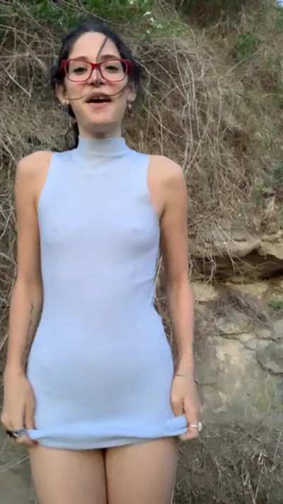 Tiny tits in public