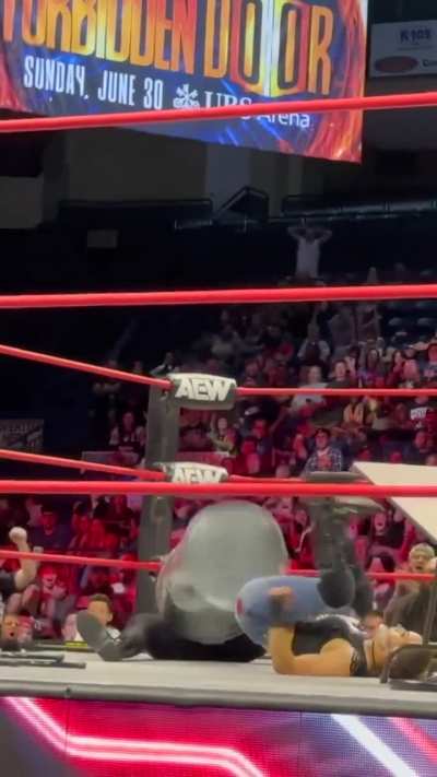Fan's front row view of Thunder Rosa's table spot from 6/15 Collision