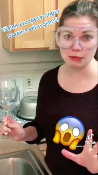Opera Singer trying to break a wine glass