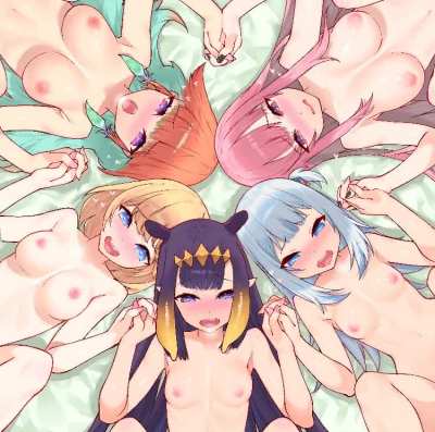 Amelia watson, Calliope mori, Takanashi kiara, Gawr gura, and Ninomae Inanis hang out (waterRing) [Hololive]