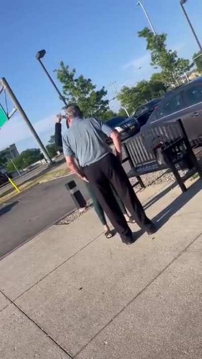 "Old man learns not to hit women outside Texas Longhorn" - Full, unedited version with more context