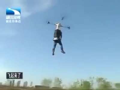 A farmer from China has created an interesting &ldquo;drone backpack&rdquo; that allows him to fly