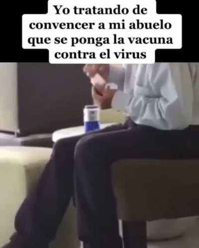 It reads" me trying to convince my grand father to take the covid vaccine 😂❄️❄️❄️