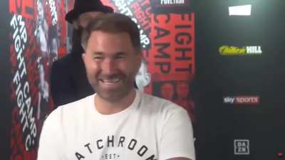 Eddie Hearn not knowing he&rsquo;s live on Sky Sports YouTube.