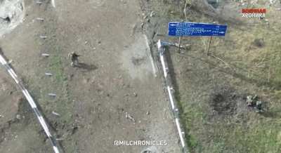 DPR soldier engages 4 UAF troops, hits 2 with a grenade, narrowly avoids getting hit by return fire. Music from source.