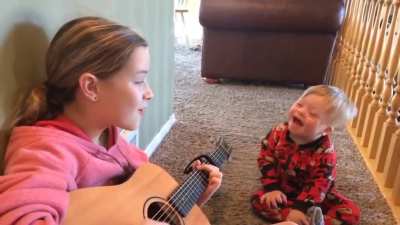 This girl singing &ldquo;you are my sunshine&rdquo; to her little brother with Down&rsquo;s syndrome is the sweetest thing I have seen in years.