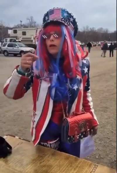 Qanon dumbfuck at the Trucker Convoy