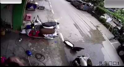 Bro learned a valuable lesson: never put electric wires near water