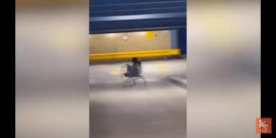 Going down a ramp in a trolley