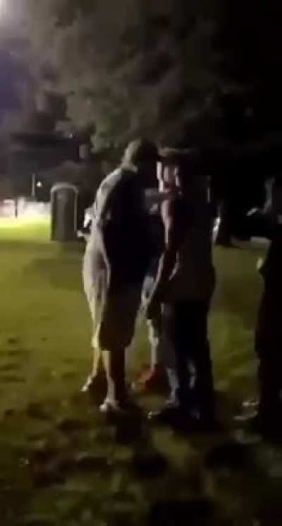 Male Karen picks on kids, gets knocked tf out.