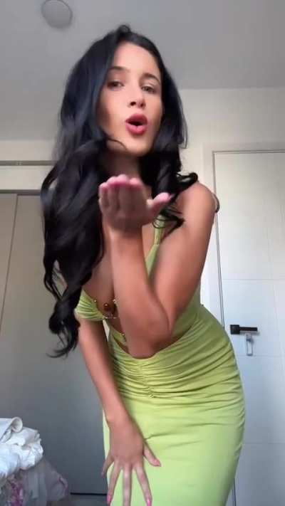 Sophie Rose As TikTok User "sophieroseblue" Squeezing Her Clothed Boobs Together Using Her Arms Showing Her Cleavage (Also With Slo-Mo)