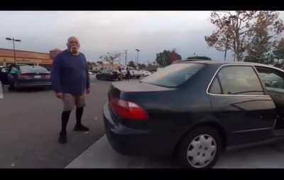 Guy from radio station rightfully going around giving people a hard time about not putting carts away. “Cartnarcs”