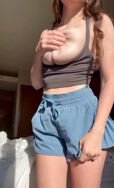 I love shaking my tits in front of my hotel window 