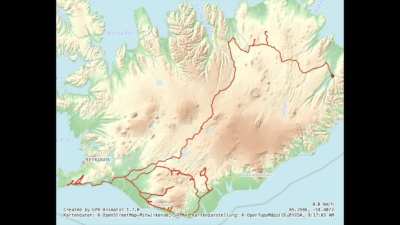 I used the GPS data from my Garmin inReach to animate a map of my last two week trip to Iceland, focused on the highlands [OC]