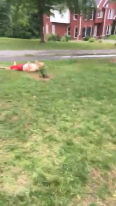 He hit everything but the pool