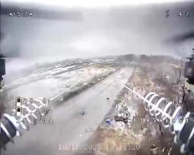 Ukrainian drone footage shows Russian military vehicles burning near Pokrovsk. Published 2025-12-19