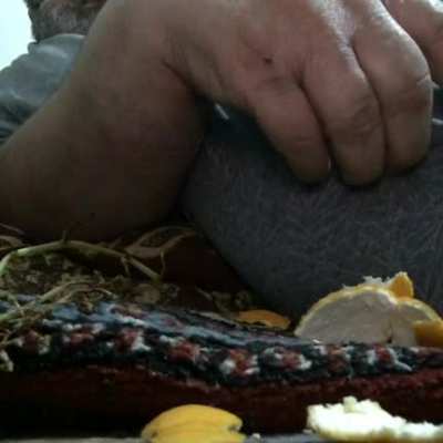 Wally making a smoothie