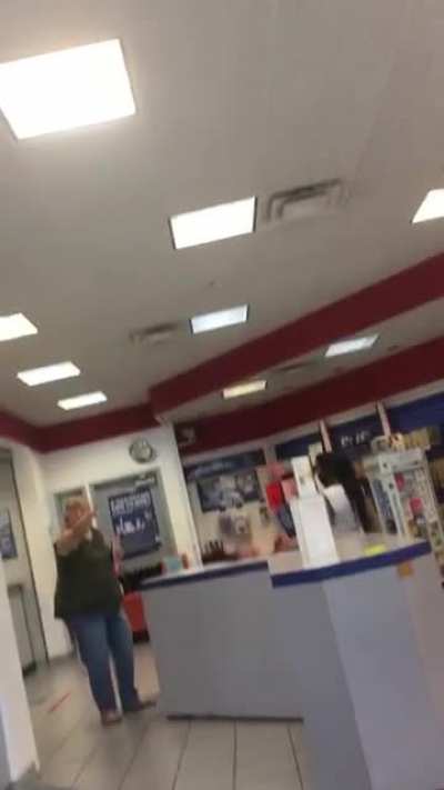 Woman tries to publicly exorcise man for telling her to wear a mask.