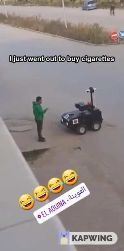Tunisian police using robots to tell people to stay home
