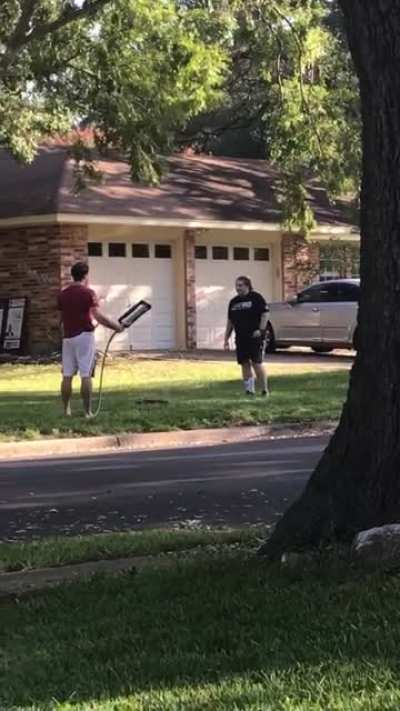 My neighbor has a Black Lives matter sign in her front yard. Some crazy lady parks in the middle of the street and starts screaming “White Lives Matter” for half an hour. Had to put the hose on her.