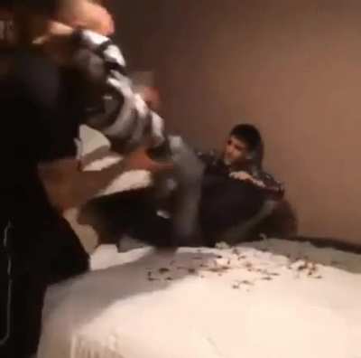 Randy Orton's dad reflexes wasn't quick enough to counter his son's rko.