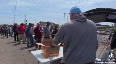 Dude makes it about himself while man tries to feed homeless
