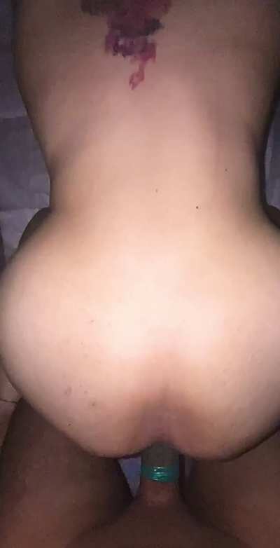 Witness the way her white booty ripples and her moans with each stroke 