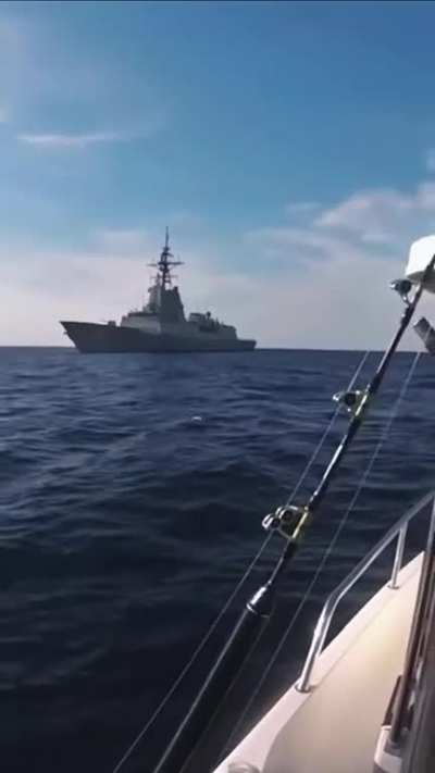 That feeling when you and the boys are enjoying a day of deep sea fishing&hellip; then HMAS Hobart rocks up.