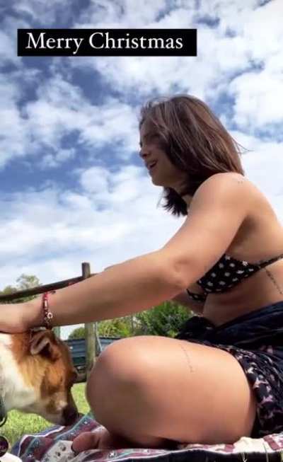Petting a few dogs