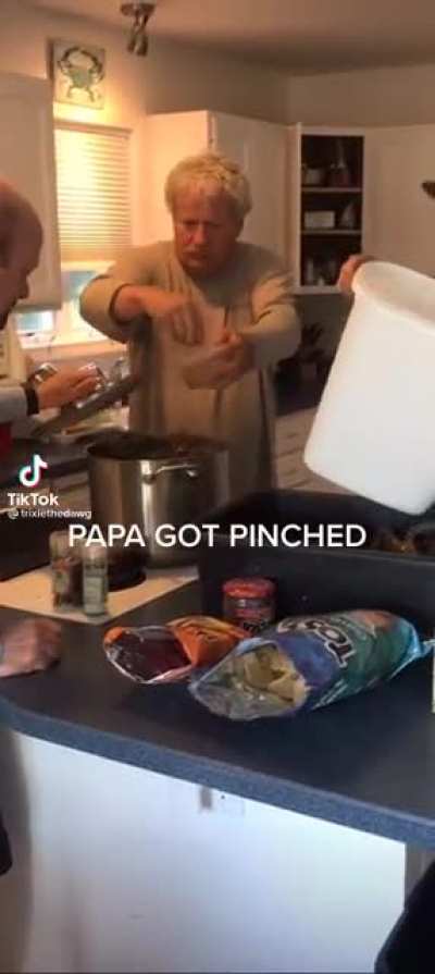 Dad gets pinched