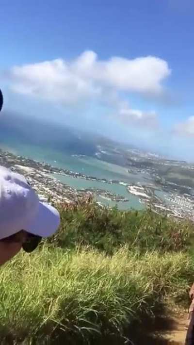 President Barack Obama surprises hikers at KoKo Head Stairs of Doom.