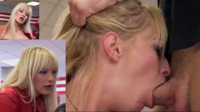 Motorbike girl deepthroated and facialized by two guys