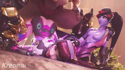 D.Va loses to Widowmaker and Doomfist (Kreamu)