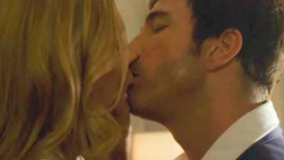 Tricia Helfer tongue kiss scenes in Dark Blue (2009)