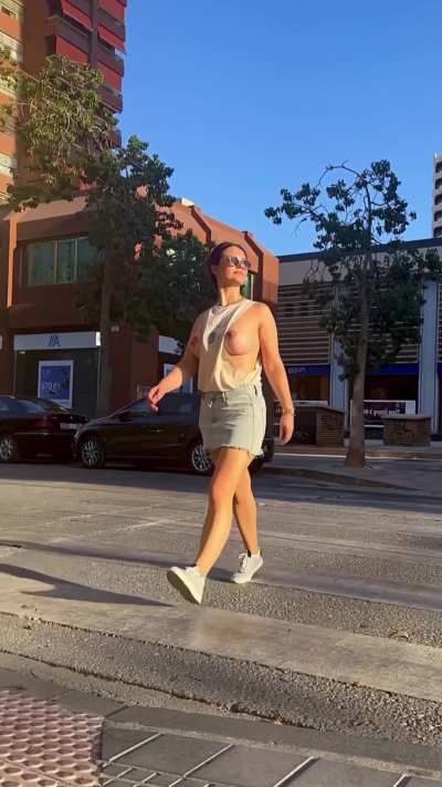 Crossing the street uncovered… traffic always stops for me. [gif]