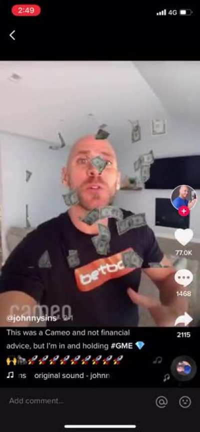 You heard it from the man himself. Astronaut, pilot, plumber, doctor and APE Jonny Sins. Buy and HODL 🚀🚀🚀🚀🚀🦧🦧🦧🦧🦍