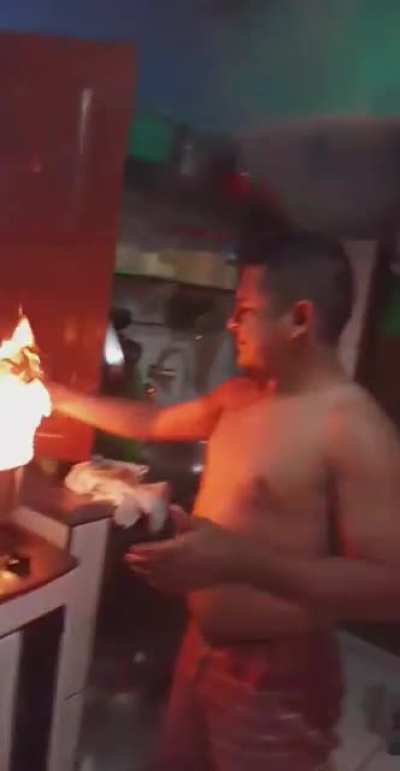 WCGW if you pour water onto hot oil