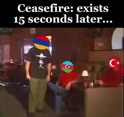 "No, you can't have more war until you've finished your ceasefire"