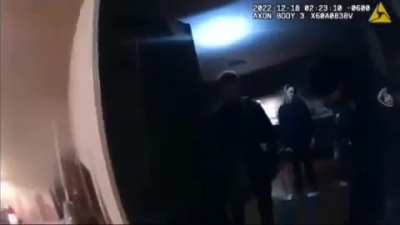 (Springfield, IL) Two EMS workers are facing murder charges after a man (35) died from their "care" Worker yells at him repeatedly &amp;amp; places him face down, tightening the straps across his back. (1.2x speed)