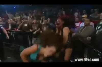 Tara/Victoria crotched on railing